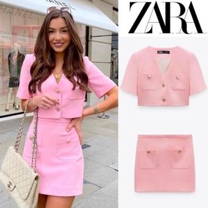 Zara pink Set jacket & skirt/shorts